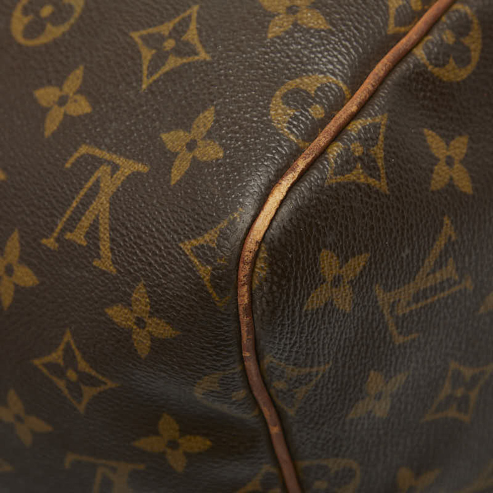 LOUIS VUITTON Authentic Brown Monogram Leather Keepall 55 Boston Bag - Picture 7 of 12
